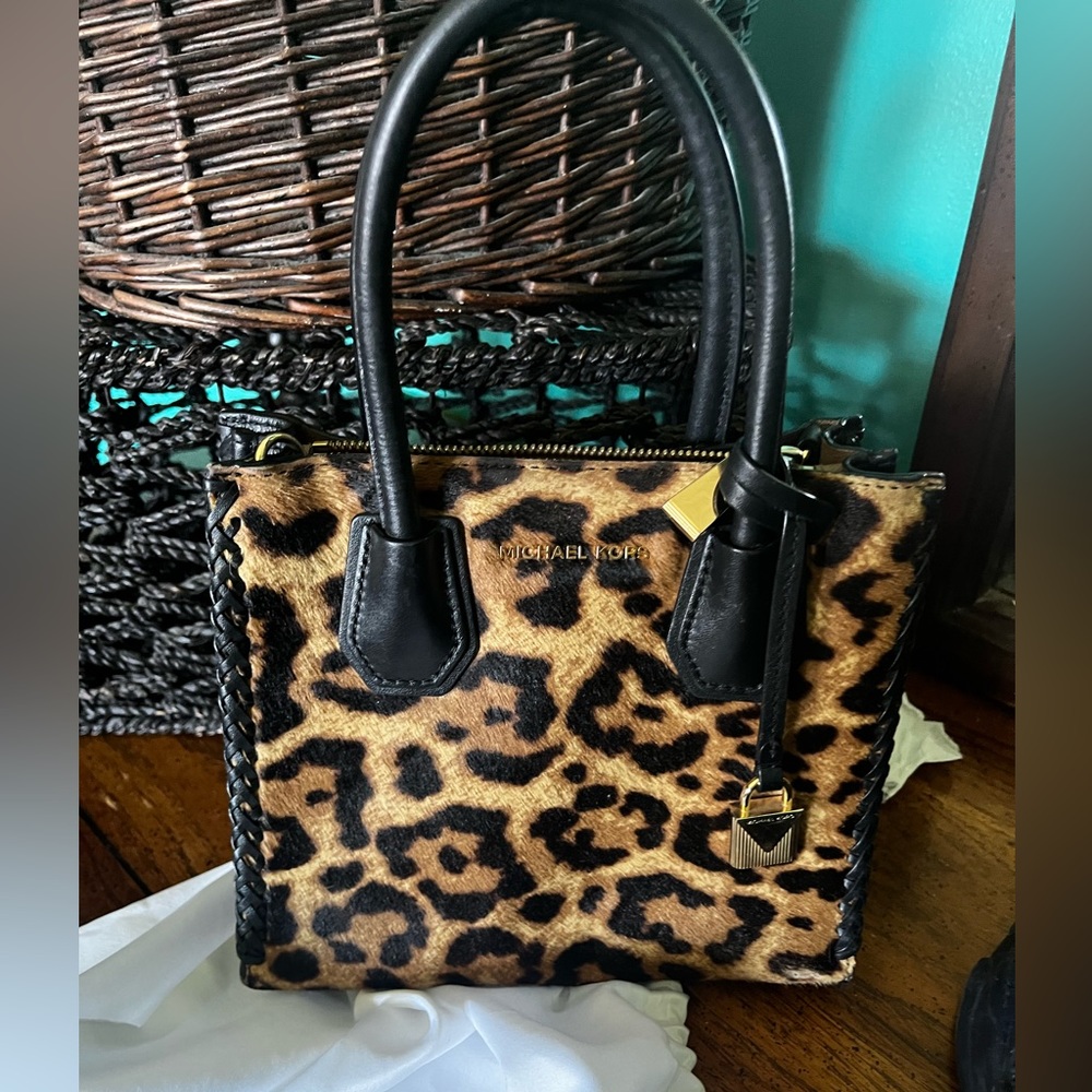Cute MK Mercer Leopard Calf Hair small a little wear & tear.